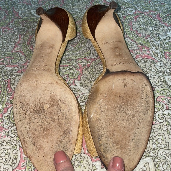 Kate Spade ♠️ Vintage mini heels size 7.5 in tan color - Picture 3 of 5